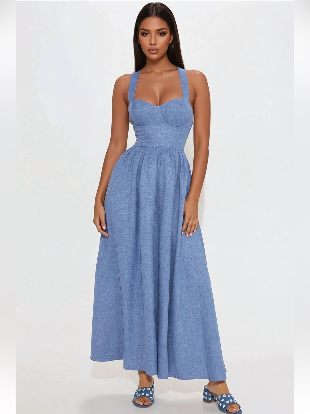 Blue Maxi Sundress with Sweetheart Bust NWT Sz Large